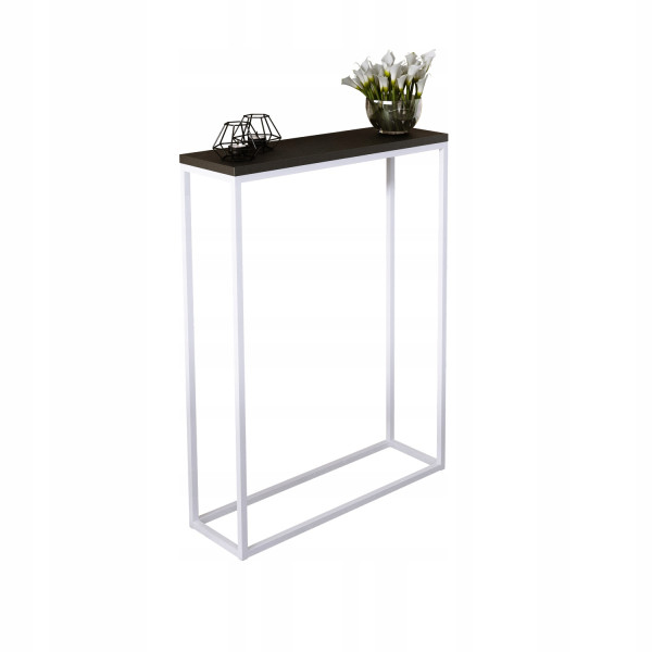Nowoczesna Konsola Przedpokój Loft Wąska 60x20h80 Biała+Czarny MiniPearl 903409