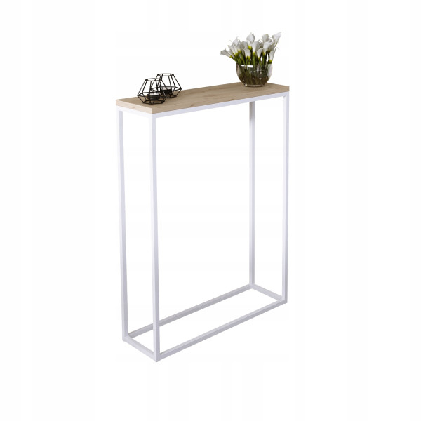 Nowoczesna Konsola Przedpokój Loft Wąska 60x20h80 Biała+Dąb Artisan 903402
