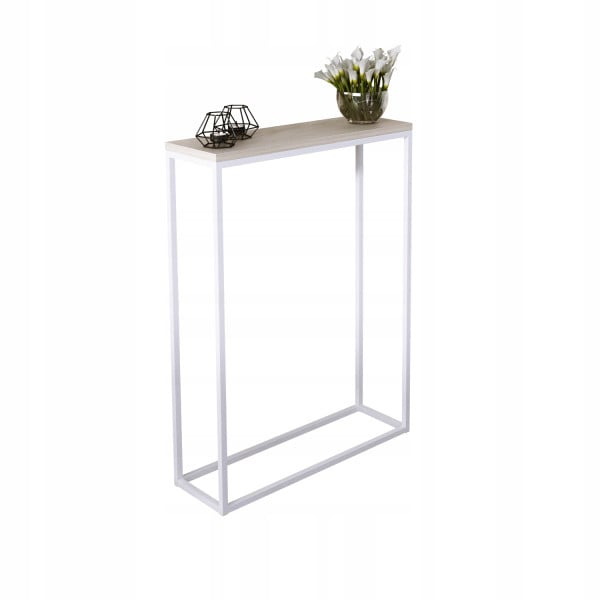 Nowoczesna Konsola Przedpokój Loft Wąska 60x20h80 Biała+Dąb Sonoma 903407