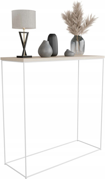 Nowoczesna Konsola Toaletka Przedpokój Loft 80x30x80 Biała+Dąb Sonoma 867423