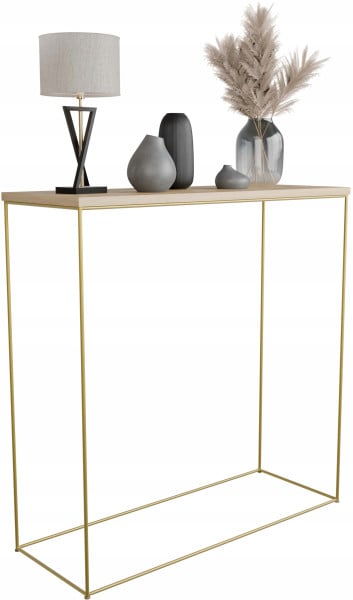 Nowoczesna Konsola Toaletka Przedpokój Loft 80x30x80 Złota+Dąb Artisan 867428