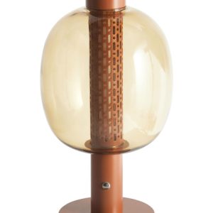 Nowoczesna lampa stołowa LED metalowa szklany klosz brązowa 509452