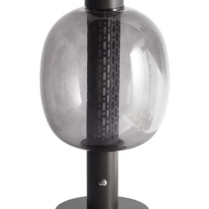 Nowoczesna lampa stołowa LED metalowa szklany klosz czarna 509450