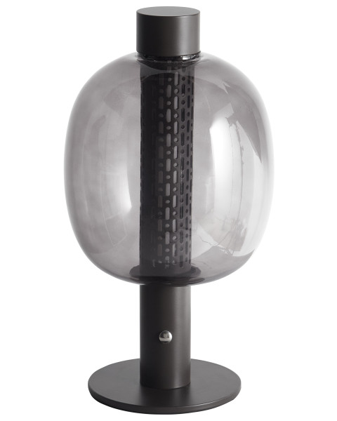 Nowoczesna lampa stołowa LED metalowa szklany klosz czarna 509450