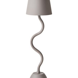 Nowoczesna lampa stołowa metalowa beżowa bezprzewodowa USB 385081