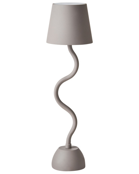 Nowoczesna lampa stołowa metalowa beżowa bezprzewodowa USB 385081