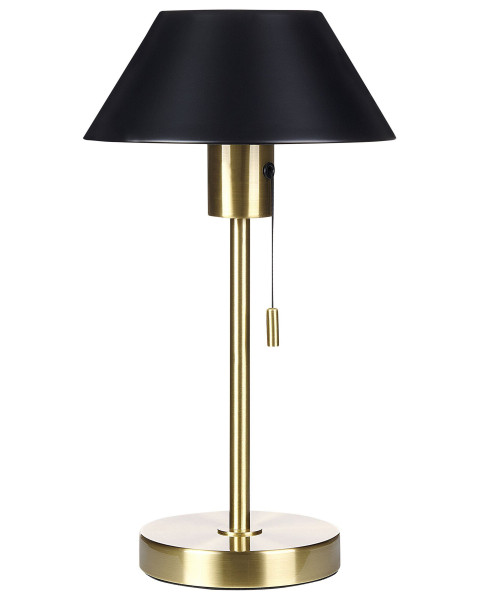 Nowoczesna lampa stołowa metalowa złota z czarnym 60974