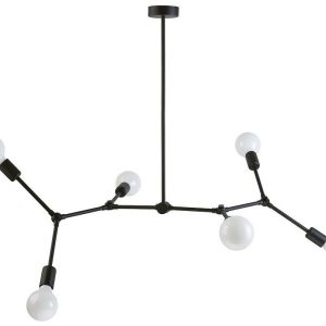 Nowoczesna lampa sufitowa TWIG czarna stal 6xE27 IP20 do salonu 1055453 Nowoczesna lampa sufitowa TWIG czarna stal 6xE27 IP20 do salonu 1055453