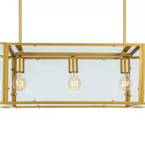 Nowoczesna Lampa Wisząca KOMPAS Przezroczyste Szkło Złoty 78 cm 988634 Nowoczesna Lampa Wisząca KOMPAS Przezroczyste Szkło Złoty 78 cm 988634