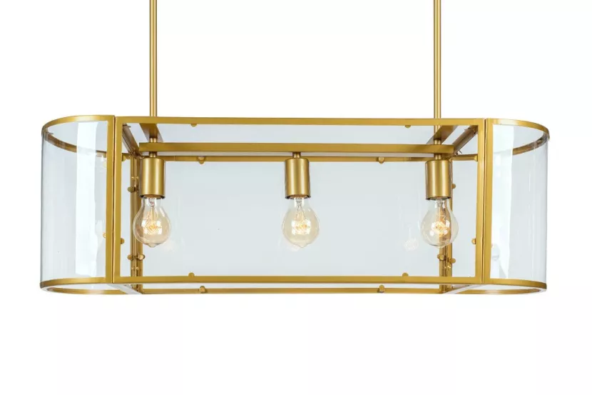 Nowoczesna Lampa Wisząca KOMPAS Przezroczyste Szkło Złoty 78 cm 988634