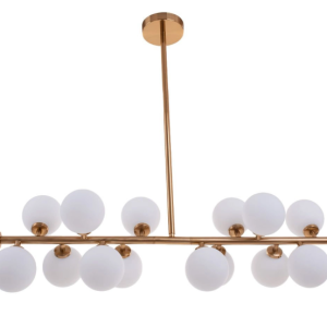 Nowoczesna Lampa Wisząca TERCIO 16 Białe Kule Modernistyczna Złota 1021540 Nowoczesna Lampa Wisząca TERCIO 16 Białe Kule Modernistyczna Złota 1021540