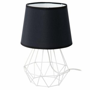 Nowoczesna lampka stołowa biurkowa nocna metal czarna biała E27 34 cm 1043274 Nowoczesna lampka stołowa biurkowa nocna metal czarna biała E27 34 cm 1043274