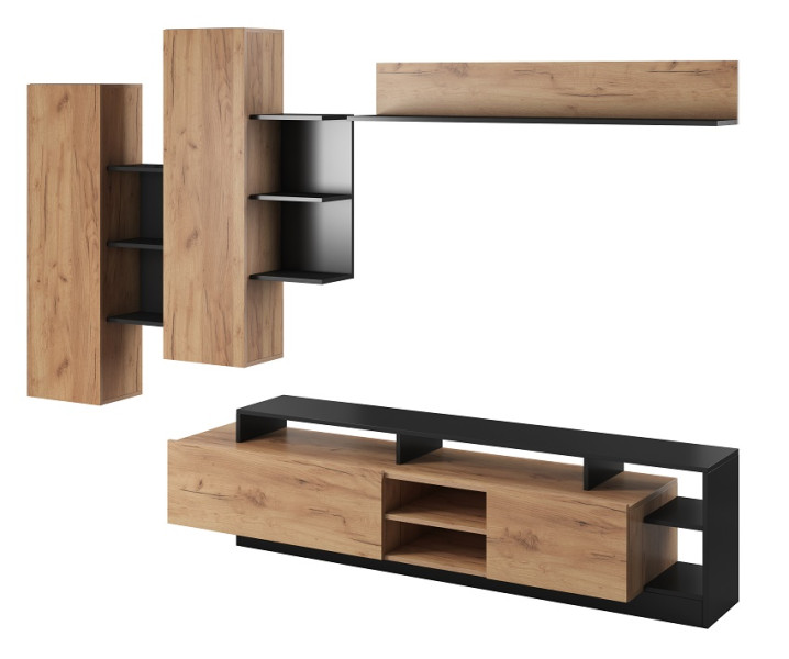 Nowoczesna meblościanka MALVA - Dąb craft/Antracyt 215964