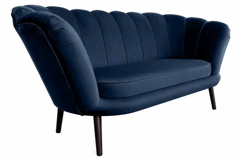 Nowoczesna sofa Muszelka glamour granatowa Royal 22 165 cm kanapa 238885