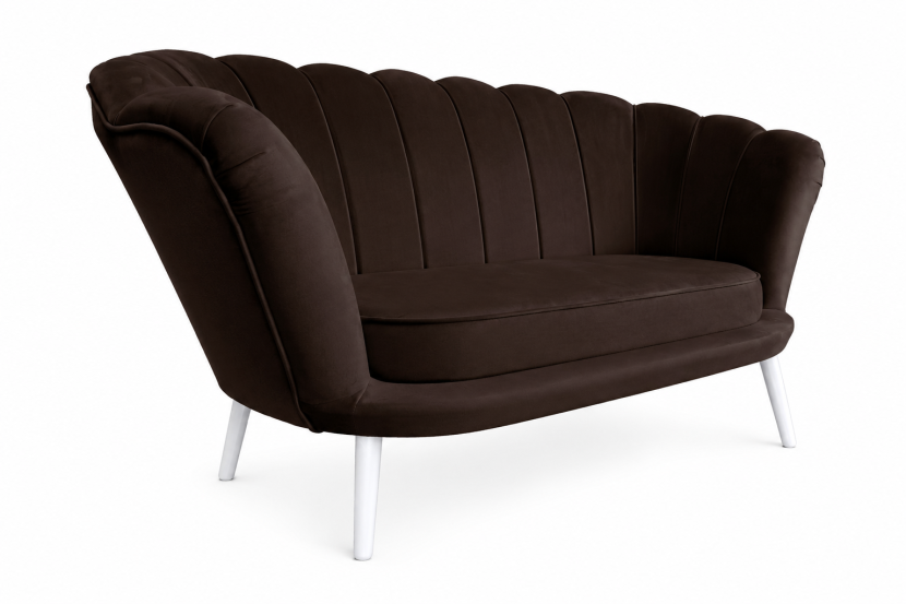 Nowoczesna sofa Muszelka glamour welurowa brązowa 165 cm 2-osobowa 238882