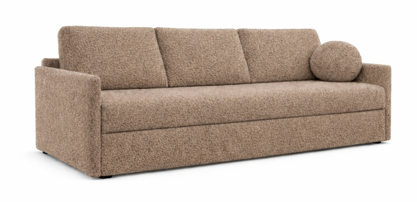 Nowoczesna sofa trzyosobowa SISI z funkcja spania w tk. Boucle ciemnobeżowa 942607