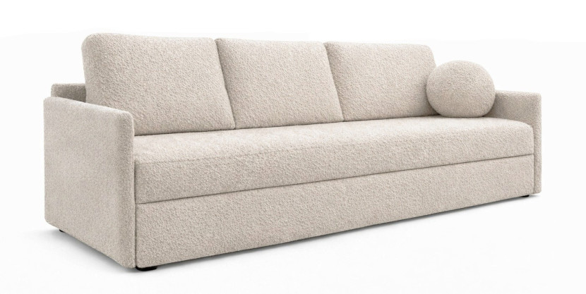 Nowoczesna sofa trzyosobowa SISI z funkcja spania w tk. Boucle jasnobeżowa 942606