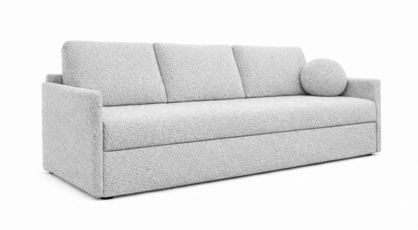 Nowoczesna sofa trzyosobowa SISI z funkcja spania w tk.Boucle jasnoszara 942609