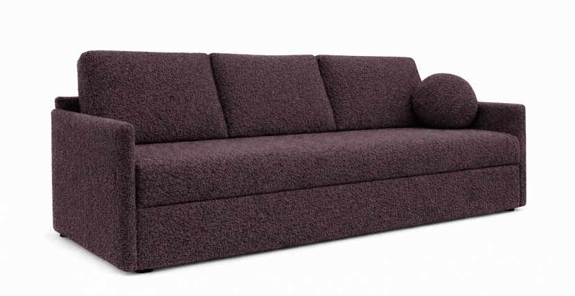 Nowoczesna sofa trzyosobowa SISI z funkcja spania w tk.Boucle śliwkowy-brąz 942613