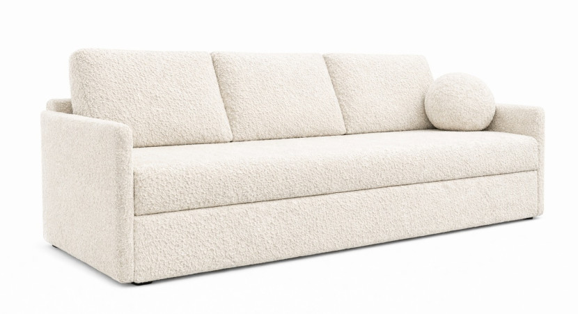 Nowoczesna sofa trzyosobowa SISI z funkcja spania w tk. Boucle śmietankowa 942610