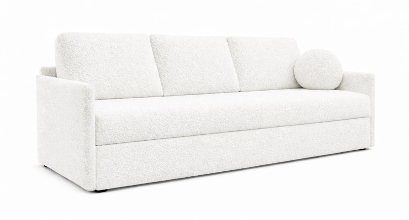 Nowoczesna sofa trzyosobowa SISI z funkcja spania w tkaninie Boucle biała 942614