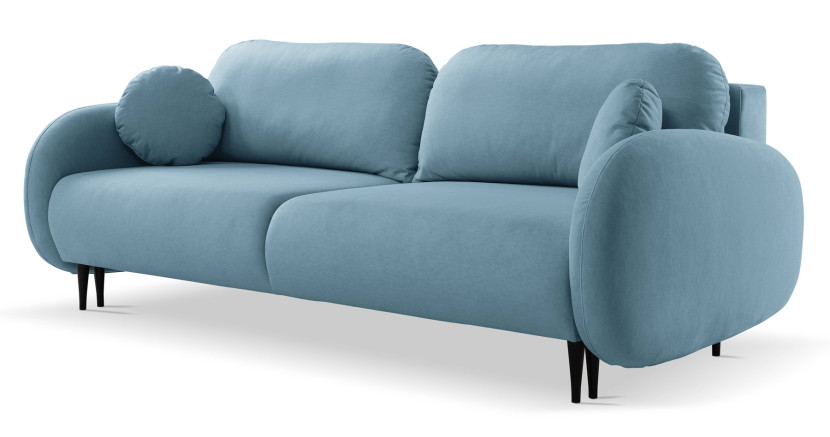Nowoczesna sofa z funkcją spania SOFTI - Niebieska 767454