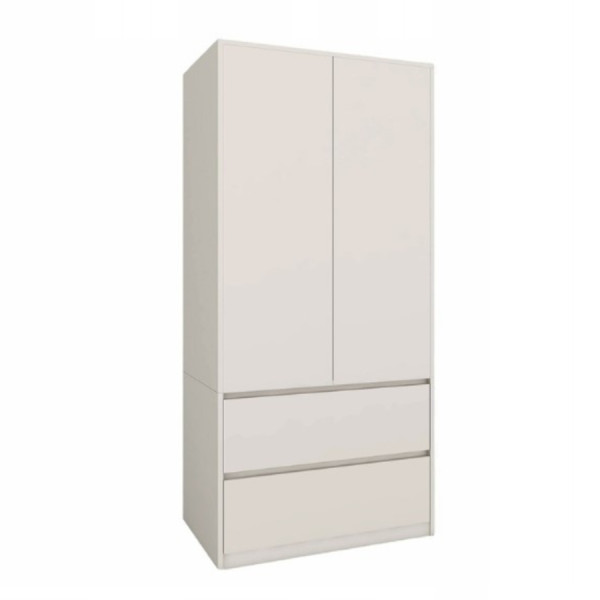 Nowoczesna Szafa 90 Cm Garderoba Dwudrzwiowa 2 Szuflady Mat Kaszmir 825209