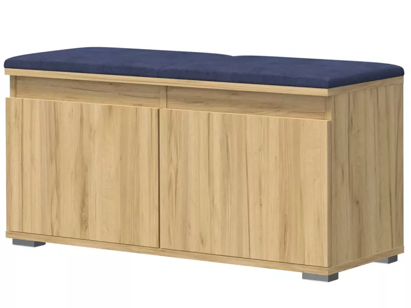 Nowoczesna szafka na buty z siedziskiem dąb craft + granat - Navro 234166