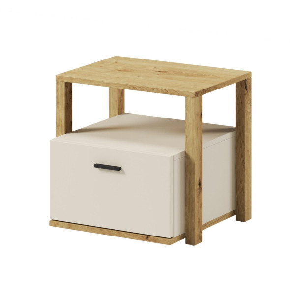 Nowoczesna szafka nocna SONNY z szufladą beżowy + dąb artisan 718122
