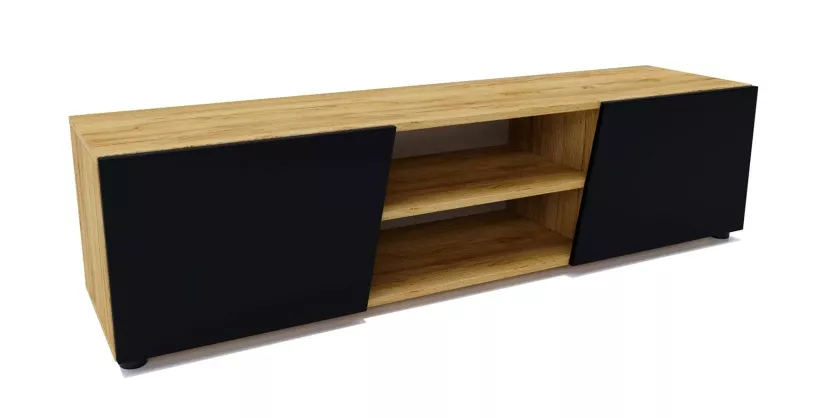 Nowoczesna szafka pod telewizor dąb craft + czarny - Zevro 602317