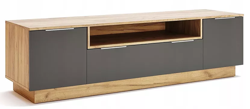 Nowoczesna szafka pod telewizor dąb craft + lava mat - Navro 648772