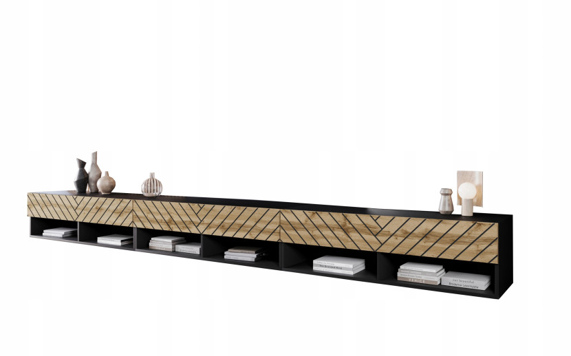 Nowoczesna Szafka Pod Tv Apollo I 300 Cm, Lowboard Mdf, Komoda Rtv, Jodełka 834004