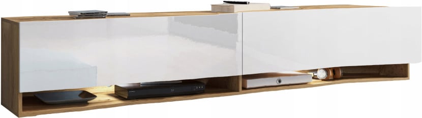 Nowoczesna szafka RTV 180 salon stojąca/wisząca wotan/biały połysk z LED 805001