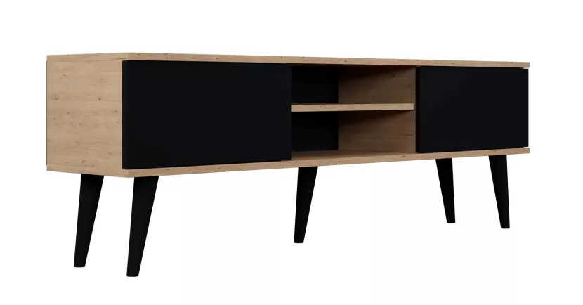 Nowoczesna szafka RTV dąb artisan + czarny - Maren 326906