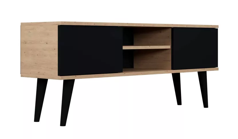Nowoczesna szafka RTV dąb artisan + czarny - Ririx 326832