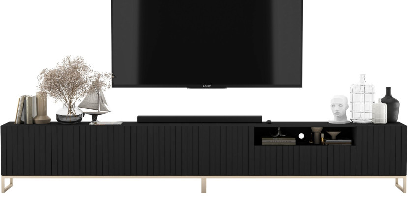Nowoczesna Szafka RTV Glamour Komoda Czarny MAT 300 cm 115893