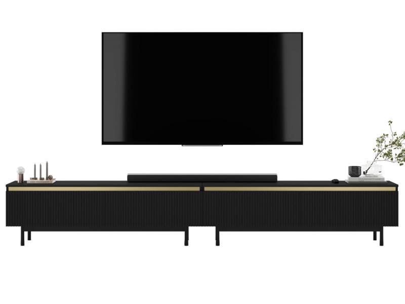 Nowoczesna Szafka RTV Glamour Komoda Czarny MAT czarne ramy 280 cm 1004629