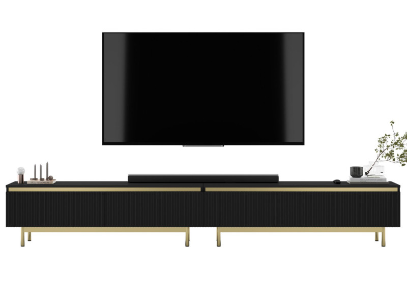 Nowoczesna Szafka RTV Glamour Komoda Czarny MAT metalowe ramy 280 cm 1004626