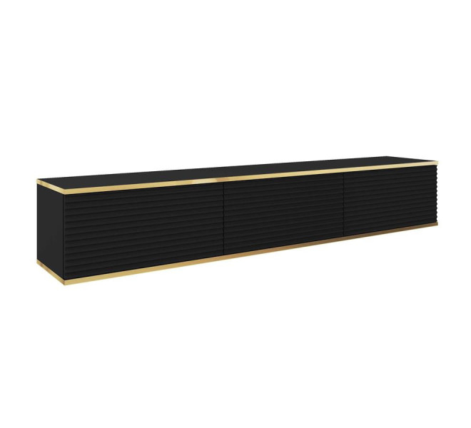 Nowoczesna szafka RTV ORO MDF 175cm czarna lamelowane fronty 324107