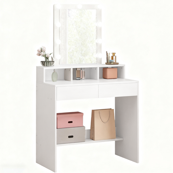 Nowoczesna toaletka kosmetyczna do makijażu z lustrem LED 80 cm 807094