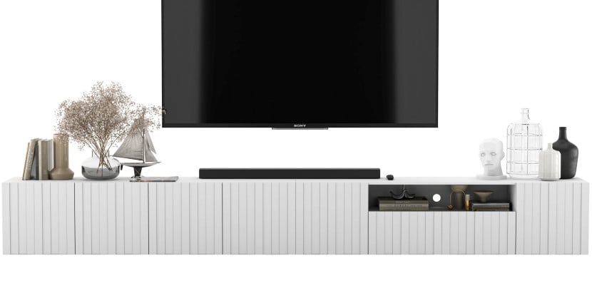 Nowoczesna Wisząca Szafka RTV Glamour Komoda Biały MAT 300 115900