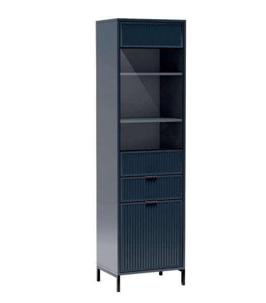 Nowoczesna witryna ryflowane fronty indigo granat ciemny niebieski STYLES 1064528
