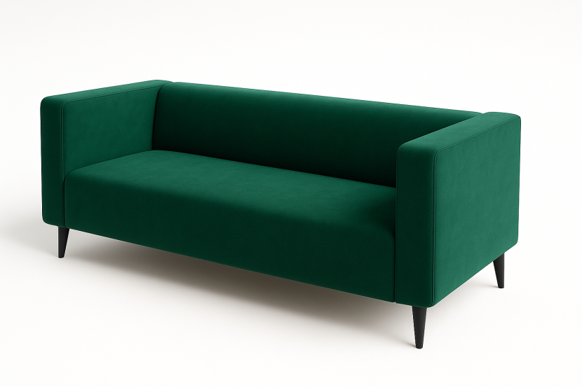 Nowoczesna wygodna sofa trzyosobowa tapicerowana CALMO welur manila 35 728102