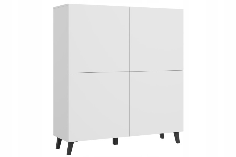Nowoczesna wysoka komoda 120 cm do salonu na nóżkach biały minimalistyczna 903326