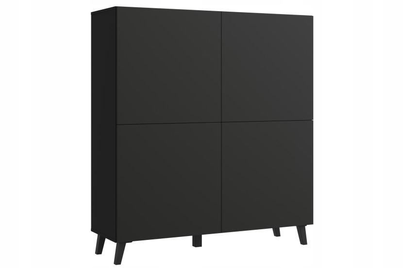 Nowoczesna wysoka komoda 120 cm do salonu na nóżkach czarny grafit 903329