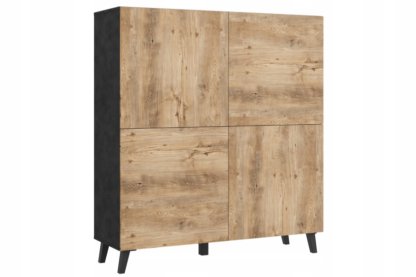 Nowoczesna wysoka komoda 120cm do salonu na nóżkach antracyt matera kasztan 903319