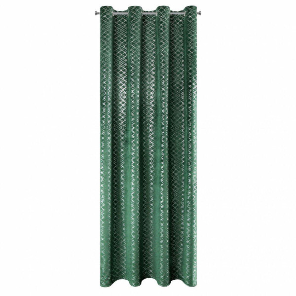 Nowoczesna Zasłona MOLY 140x250 Zielona z Srebrnym Wzorem 951737