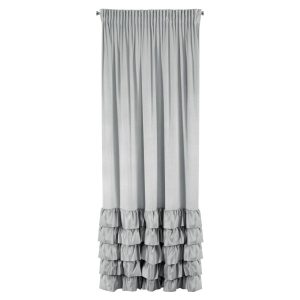 Nowoczesna zasłona na taśmie DANI welwetowa z falbanami 140X250 szara 958002 Nowoczesna zasłona na taśmie DANI welwetowa z falbanami 140X250 szara 958002