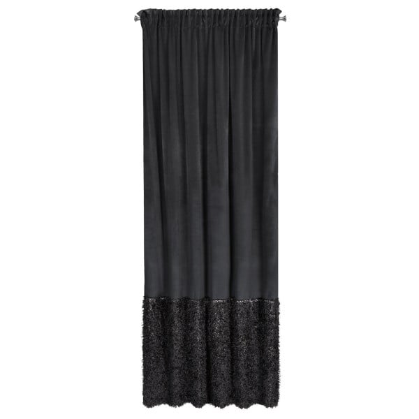 Nowoczesna zasłona na taśmie MARION2 welwetowa 140X270 czarna 957959