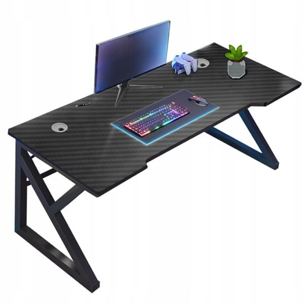 Nowoczesne biurko gamingowe czarne carbon 120 cm 703902